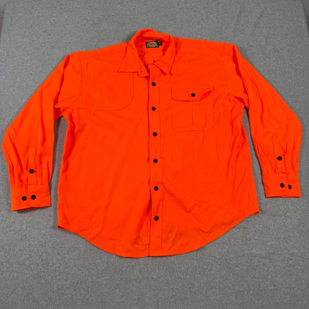 Cabelas Blaze Orange Hunting Shirt Mens XL Regular Shooting Patch Long Sleeve
